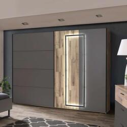 Wardrobe Clave With Led In Walnut And Grey Homepaketo